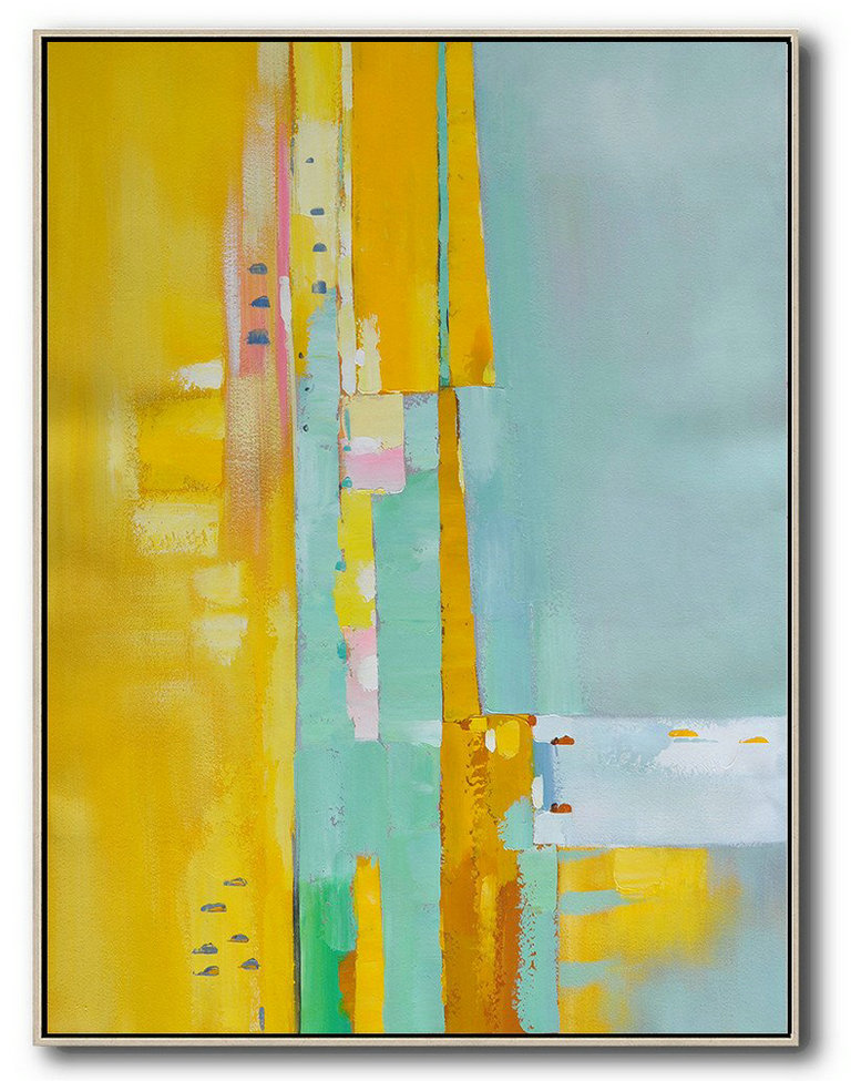 Canvas Wall Paintings,Vertical Palette Knife Contemporary Art,Large Living Room Wall Decor,Yellow,Blue,Pink.etc